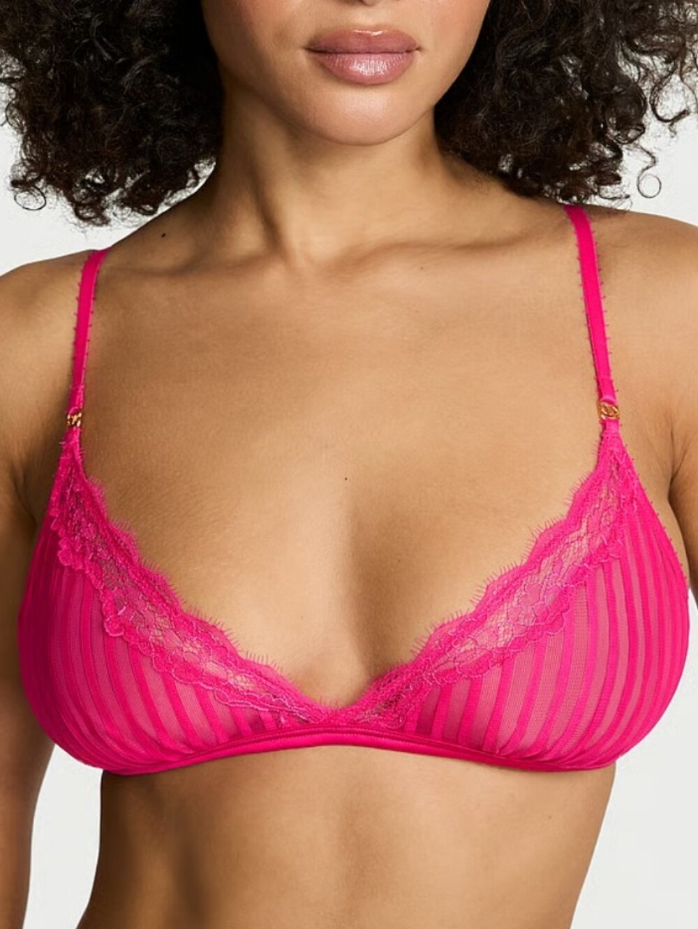 Victoria's Secret Tease Sheer Stripe Triangle Bralette Sz M-DD NWT
